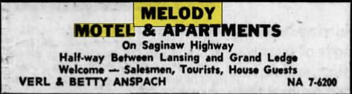 Melody Motel - Apr 1961 Ad (newer photo)